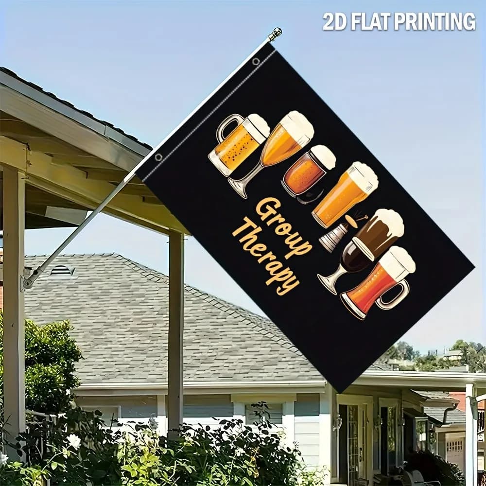 Bandiera da Giardino con Tazze da Birra per Terapia di Gruppo, Decorazione Divertente per Casa e Patio, per Esterni