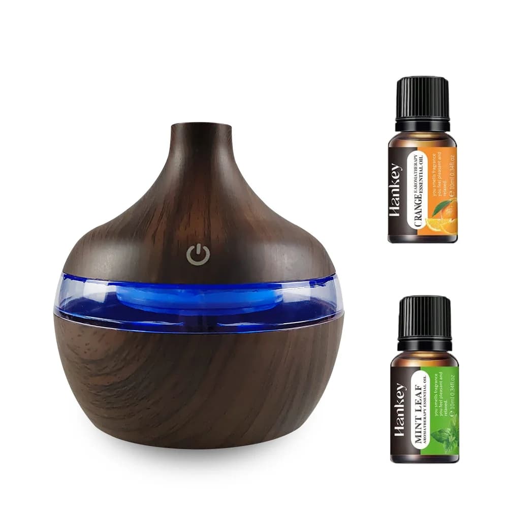 Diffusore per la casa Umidificatore compatto in legno da scrivania - Diffusore USB da viaggio da 300 ml con 2 oli Ideale per stanze piccole Dor