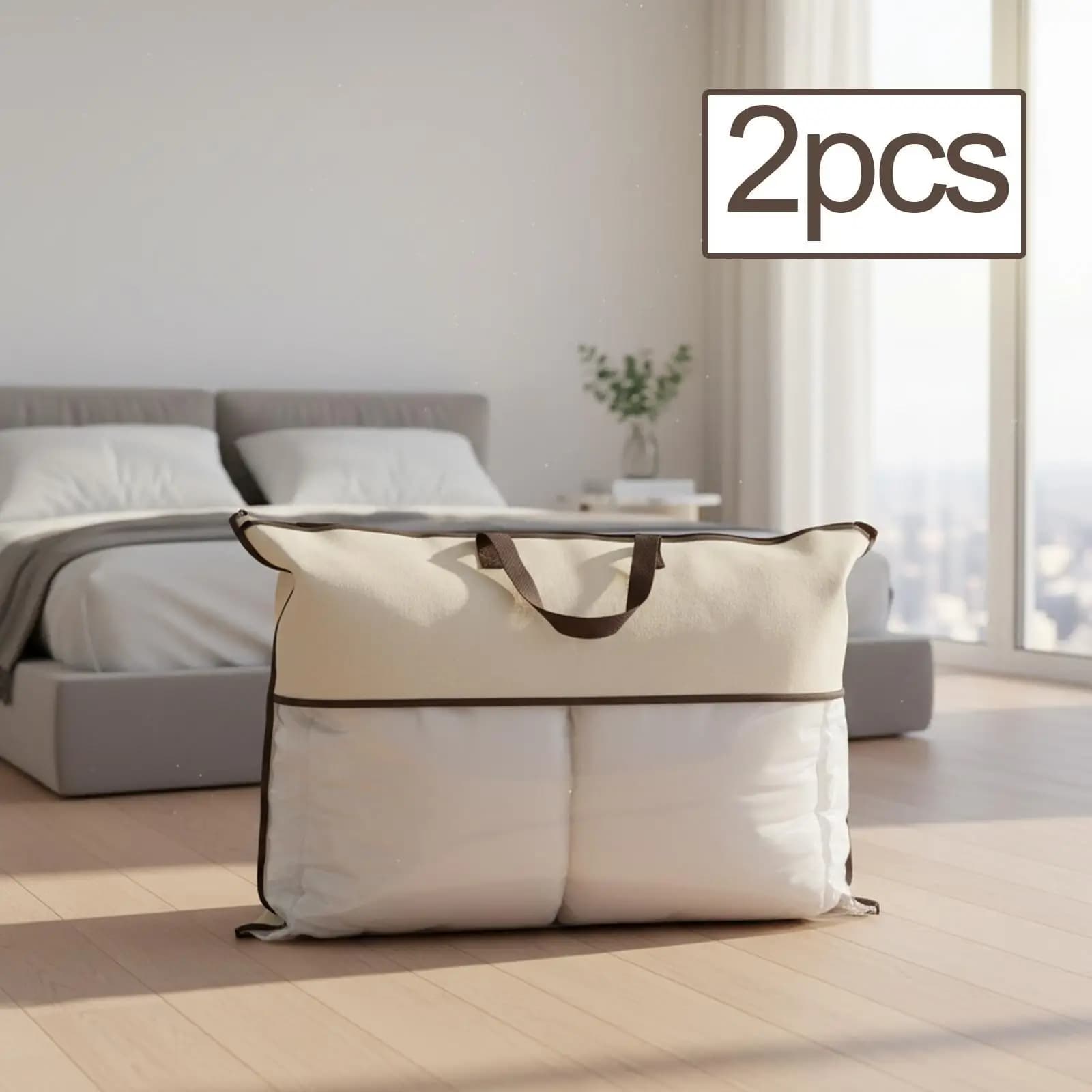 2x Pillow Storage Bag Travel Packing Organizer for Bed Sheets Sweaters