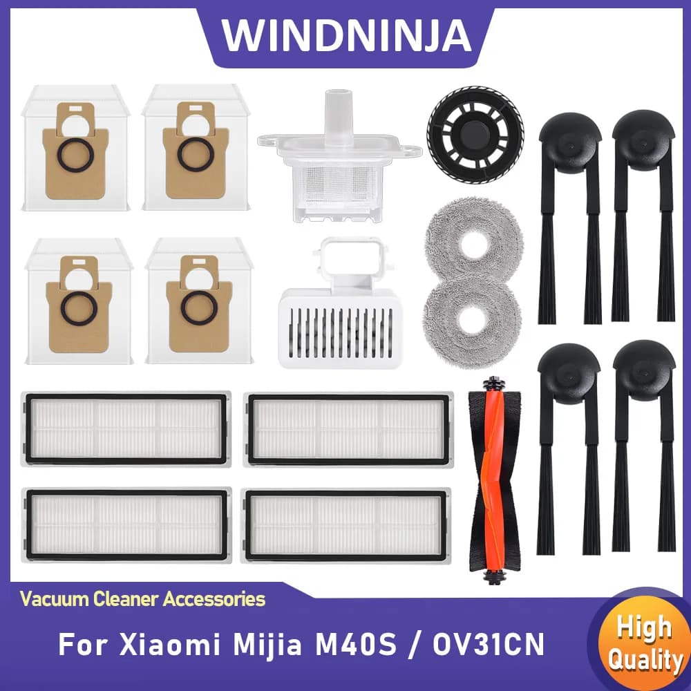 Parti Opzionali per Robot Aspirapolvere Xiaomi Mijia M40S/OV31CN: Spazzola Laterale, Filtro, Sacchetto Polvere, Panno, Supporto, Modulo di Sterilizzazione