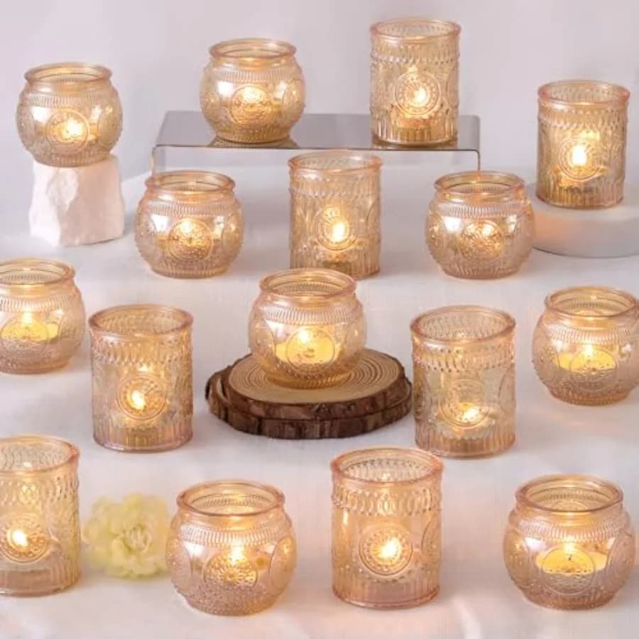 Set di 36 Portacandele Votivi - Portacandele in Vetro per Centrotavola, Portacandele per Tea Light per Casa, Feste e Matrimoni