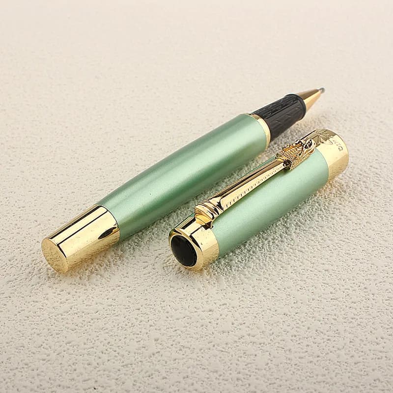 Penna a sfera in metallo verde di alta qualità con punta da 0,5 mm, clip a forma di drago, regali aziendali, articoli per ufficio e scuola, penna a sfera in metallo