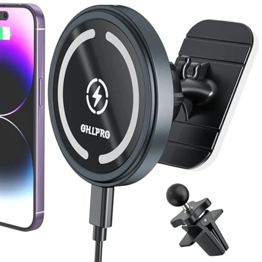 for MagSafe Car Mount Charger iPhone Wireless Car Charger, Stick on Dashboard Magnetic Phone Holder Mount for iPhone 17 Pro Max