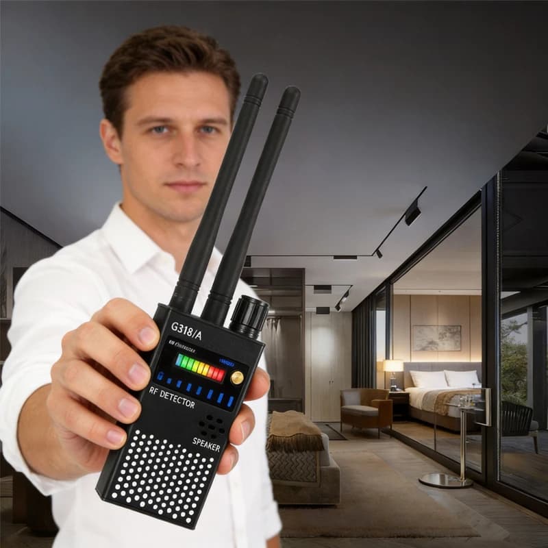 RF Detector, Dual Antenna GSM & Radio Signal Scanner, 9 LED Indicator Anti-Eavesdrop Hidden WiFi Camera Car GPS Locator Detector