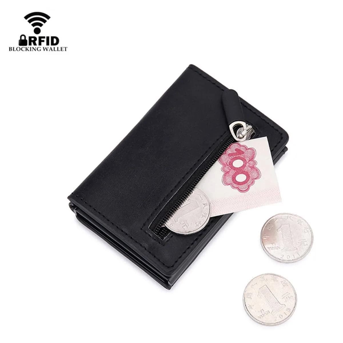 Portafoglio con Blocco RFID, Porta Carte di Credito Magnetico, Portamonete in Metallo, Custodia per Carte Bancarie, Piccola Borsa Porta Soldi per Uomo