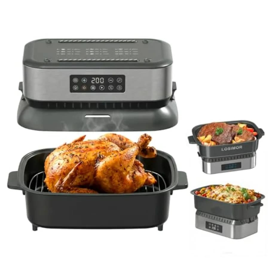 Friggitrice ad Aria 6.2QT con Pentola Multifunzione 5-in-1 per Friggere, Bollire, Stufare, Saltare in Padella, Pentola Rimovibile, Controllo Touchscreen
