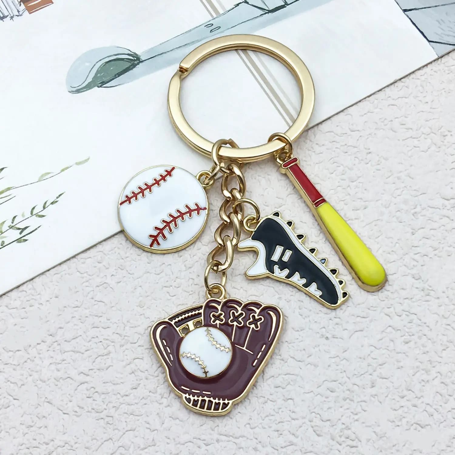 Portachiavi Sportivi con Design Baseball, Racchetta, Sneaker, Zaino, Mini Ciondoli per Borse a Tracolla da Uomo e Donna, Regali per Eventi Sportivi