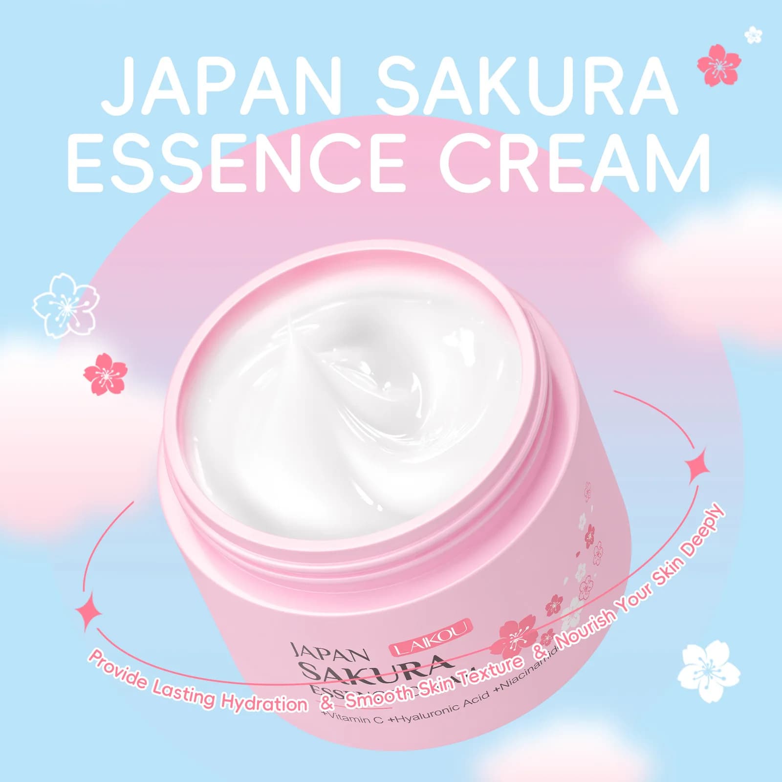 LAIKOU Japan Sakura Face Cream Moisturizing Cream Whitening Nutrient Oil Control Skin Care 25g