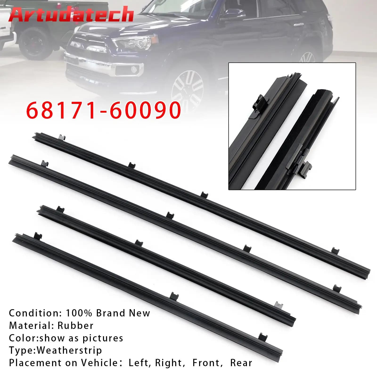 Artudatech 4PCS Guarnizioni per vetri delle porte 68171-60090 per Toyota 4Runner GX460 2010-2020 2021 2022 2023 2024 Accessori auto