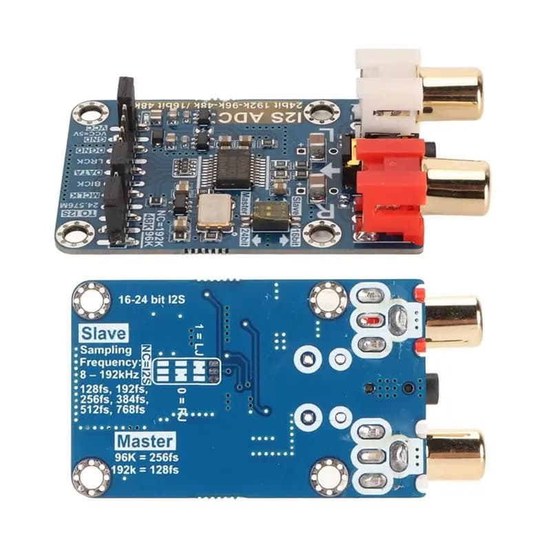 LXYB18B 2PCS I2S ADC Audio I2S Capture Card Module Master Slave Mode Development Board Support 3.5MM/RCA Input