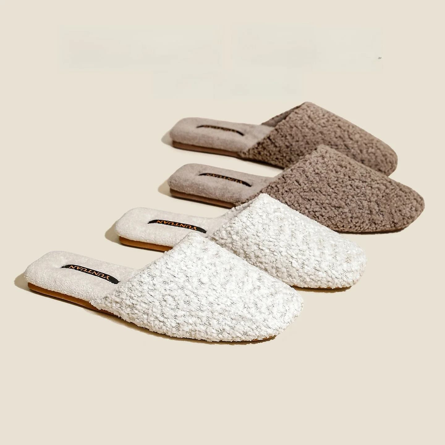 Pantofole da donna in morbido pile teddy caldo e confortevole, stile autunnale/invernale, antiscivolo, per interni, per coppie