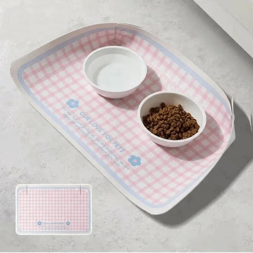 Anti Spill Pet Feeding Mat Cartoon Waterproof Pet Food Feeding Pad Oil Resistant Half Surround Design Cat Bowl Mat Pet Eating