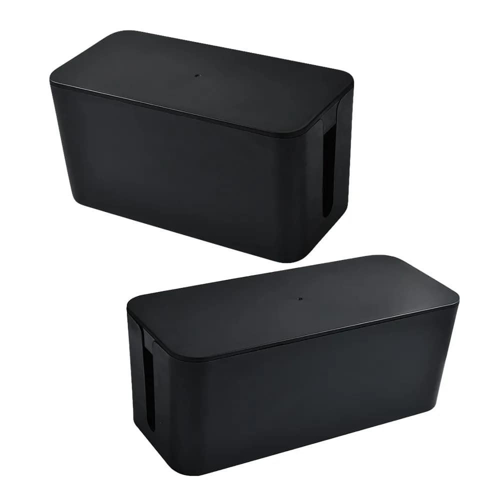 Set of 2 Cable Boxes, Electric Cable Organizer, Desk Cable Management Container, Home and Office Cable Box