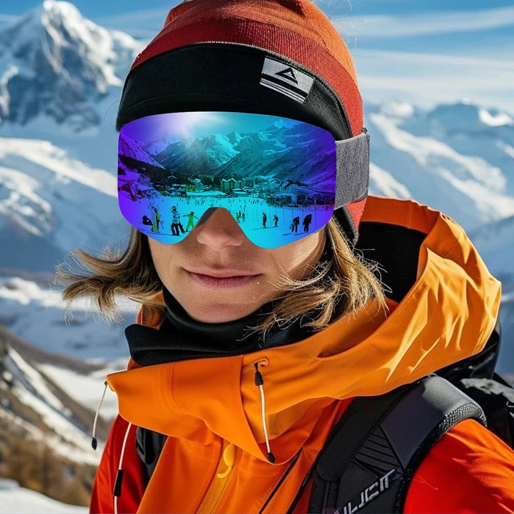 Occhiali da Sci KINGSEVEN Antiappannamento, Protezione UV400, per Uomo e Donna, Sport all'Aperto, Montatura Grande, Occhiali da Neve e Snowboard