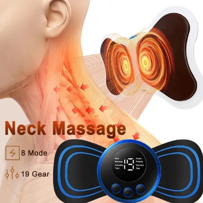 Mini cuscinetto per massaggio portatile Sollievo dal dolore muscolare Micro corrente Allevia l'affaticamento Ricaricabile 8 modalità 19 livelli Cuscinetto per massaggio in gel sottile