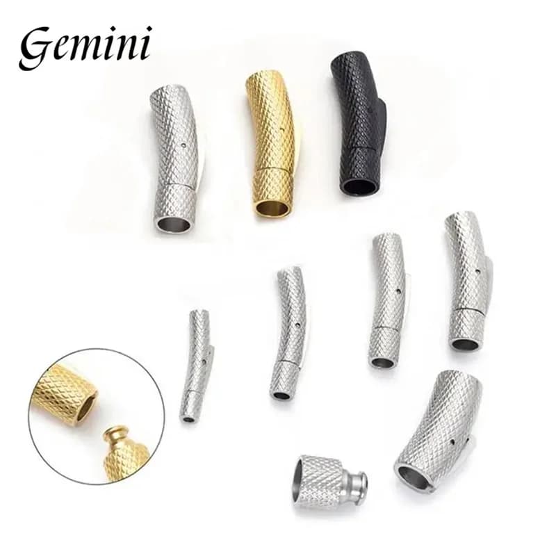 5 pieces stainless steel bayonet clasp 2mm-6mm pushlock buckle lace leather straps for bracelet jewelry creation accessories