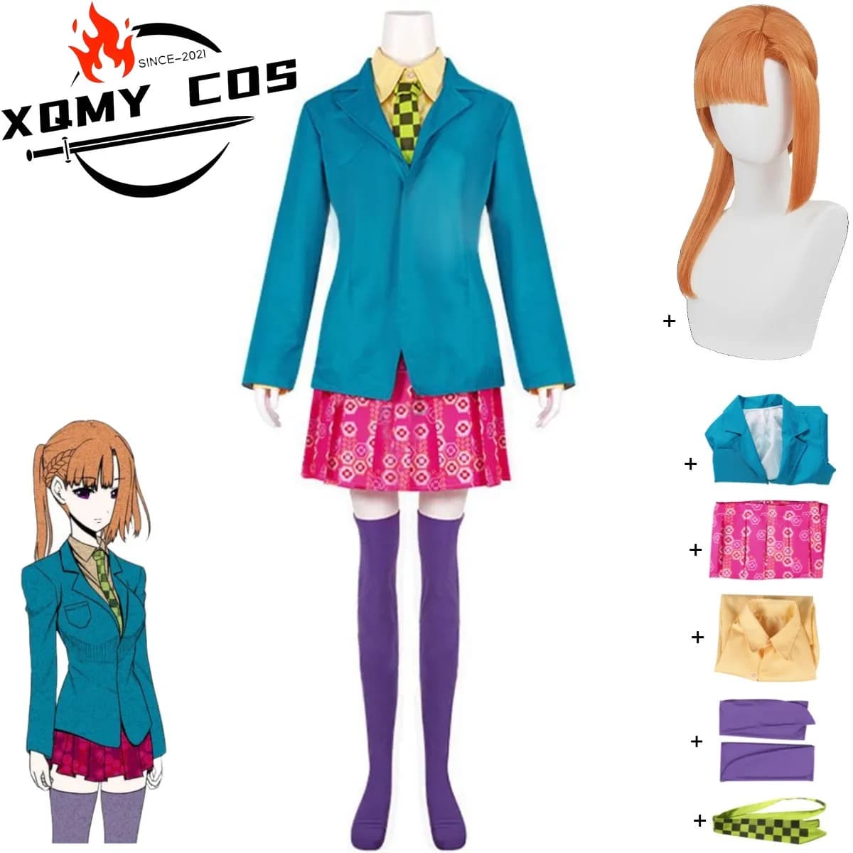 XQGame Your Turn To Die Chidouin Sara Costume Cosplay Japanese JK Uniform School Gonna Coat Wig Woman Adult Sexy campus dress