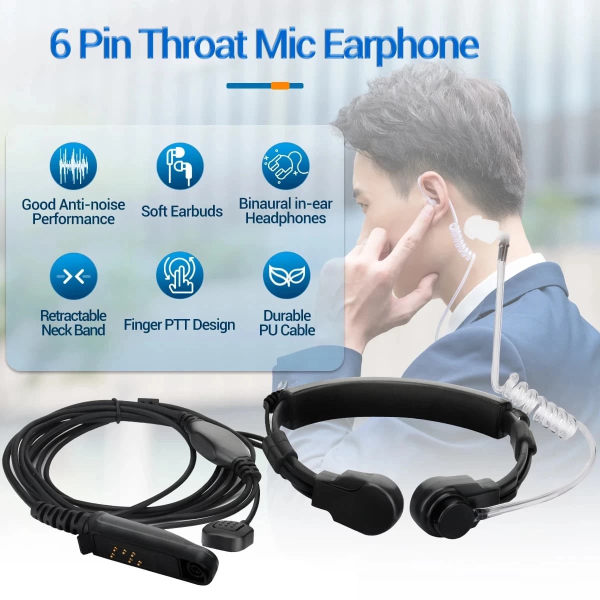 Baofeng Tubo Aria Regolabile Gola Microfono Walkie Talkie Auricolare PTT Per Kenwood Baofeng UV-9R Plus UV9R PRO Auricolare Radio Bidirezionale