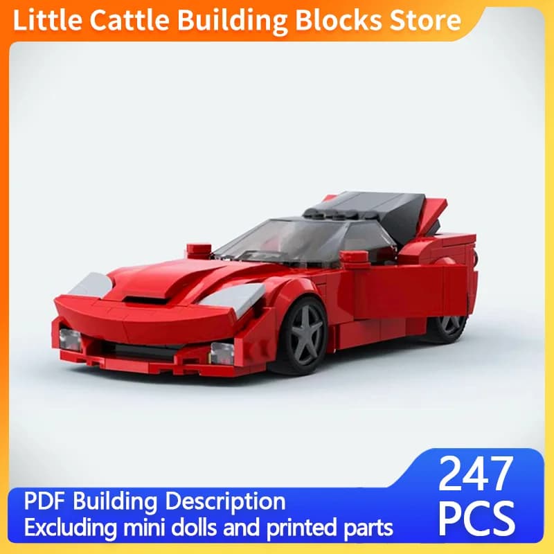 City Car Model MOC Building Bricks C6 High-Performance Sports Car Modular Technology Children Holiday Gifts Assemble Toys Suit