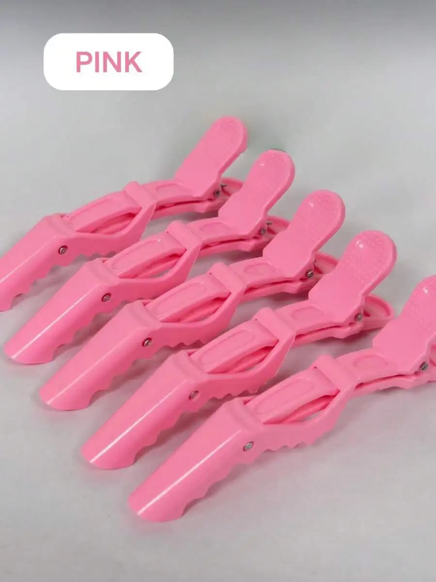 5 fermagli professionali rosa per capelli effetto coccodrillo per stirare, tagliare, tingere e acconciare