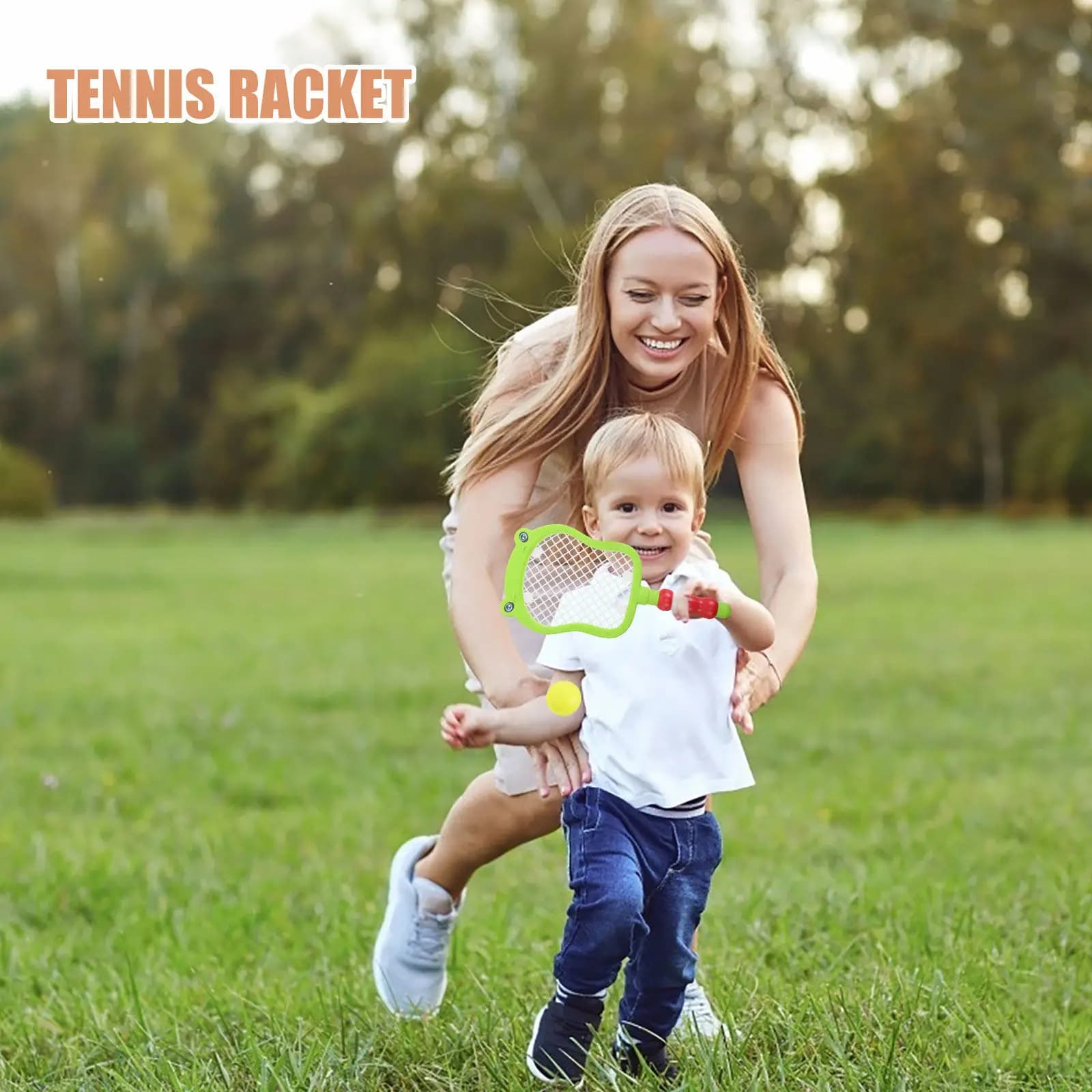 Set di racchette da tennis con impugnatura ergonomica, racchette leggere in plastica con palline, versatili per uso interno ed esterno, per bambini dai 3 ai 10 anni