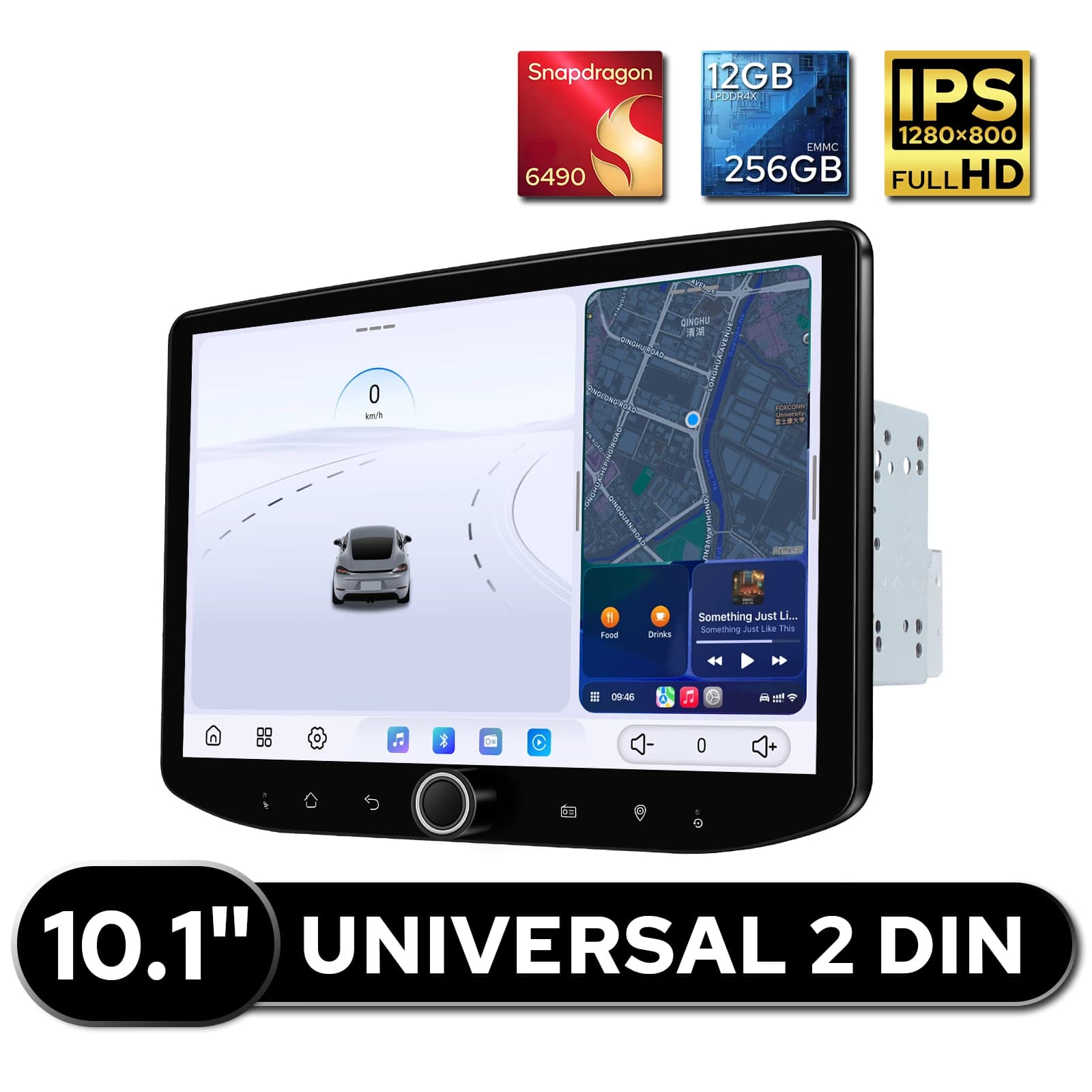 12GB+256GB Android Car Stereo 10.1 Inch Double Din Wireless CarPlay Android Auto HDMI Input Output Dual Bluetooth GPS Radio