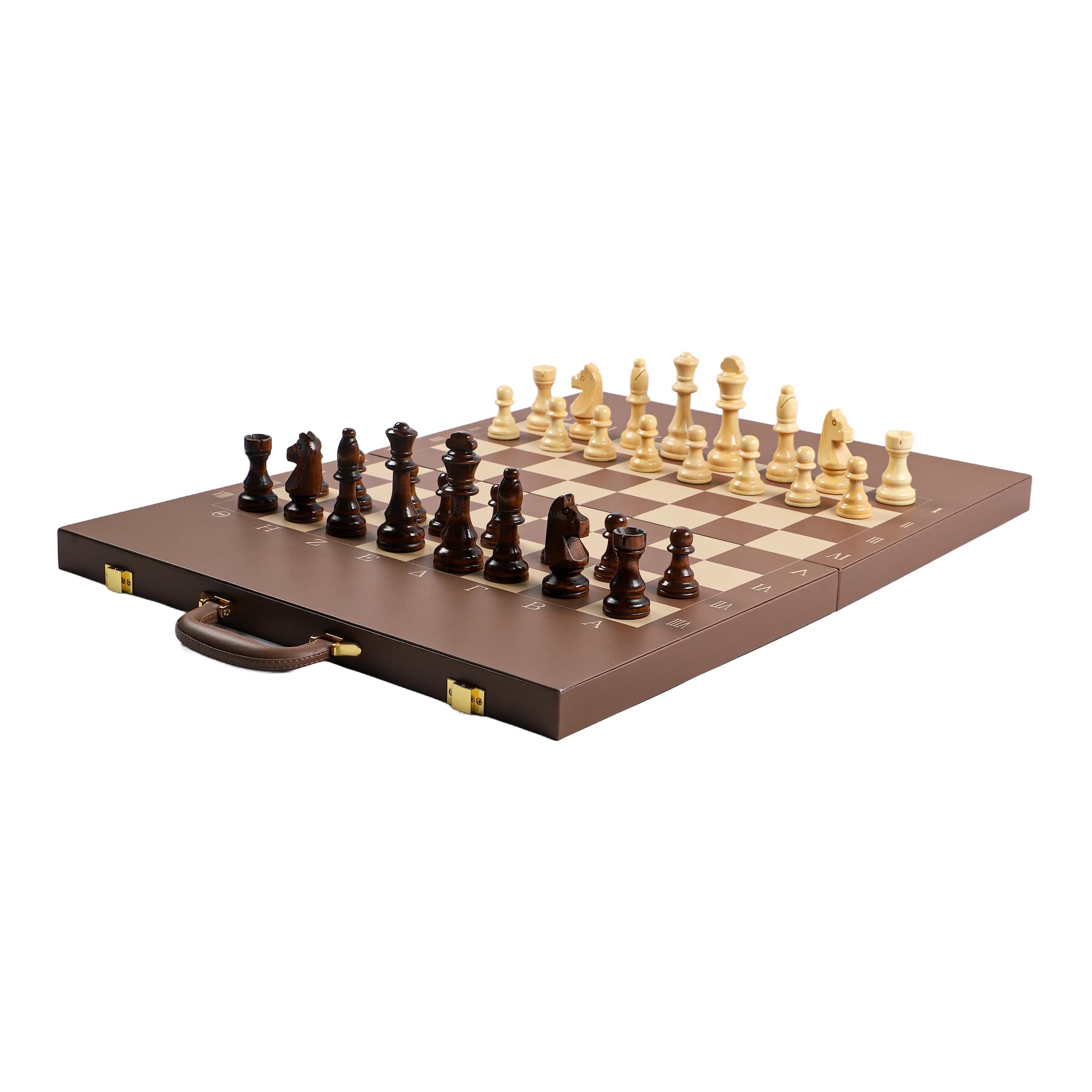 Luxury Wooden Chessboard Handmade PU Leather 3 in 1 Chess Board Backgammon Set Board Chess Set
