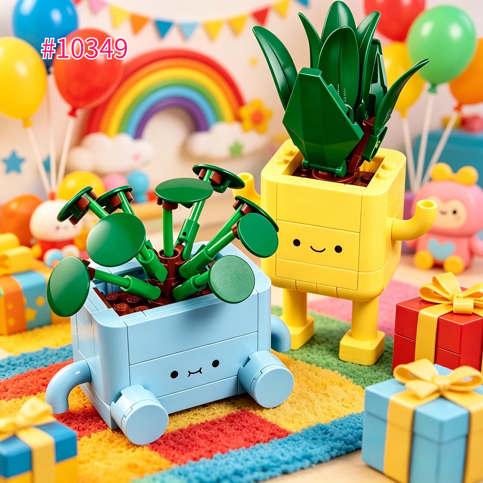 Set di blocchi da costruzione MOC Happy Plants compatibile con Legoed 10349, adatto per regali di decorazione per compleanno e Natale