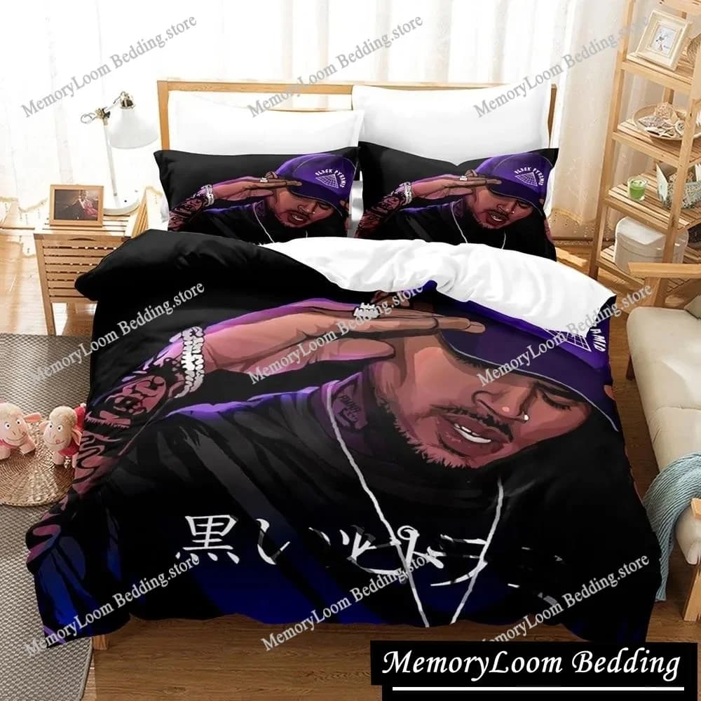 Set biancheria da letto Chris Brown Set letto singolo doppio completo Queen King Size Set copripiumino per camera da letto per bambini adulti Set lenzuola anime 3D