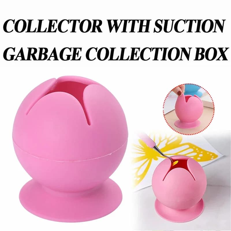 1pc Desktop Garbage Collection Box Vinyl Weeding Scrap Collector with Suction Cup Silicone Storage Ball Waste Box DIY Craft Tool