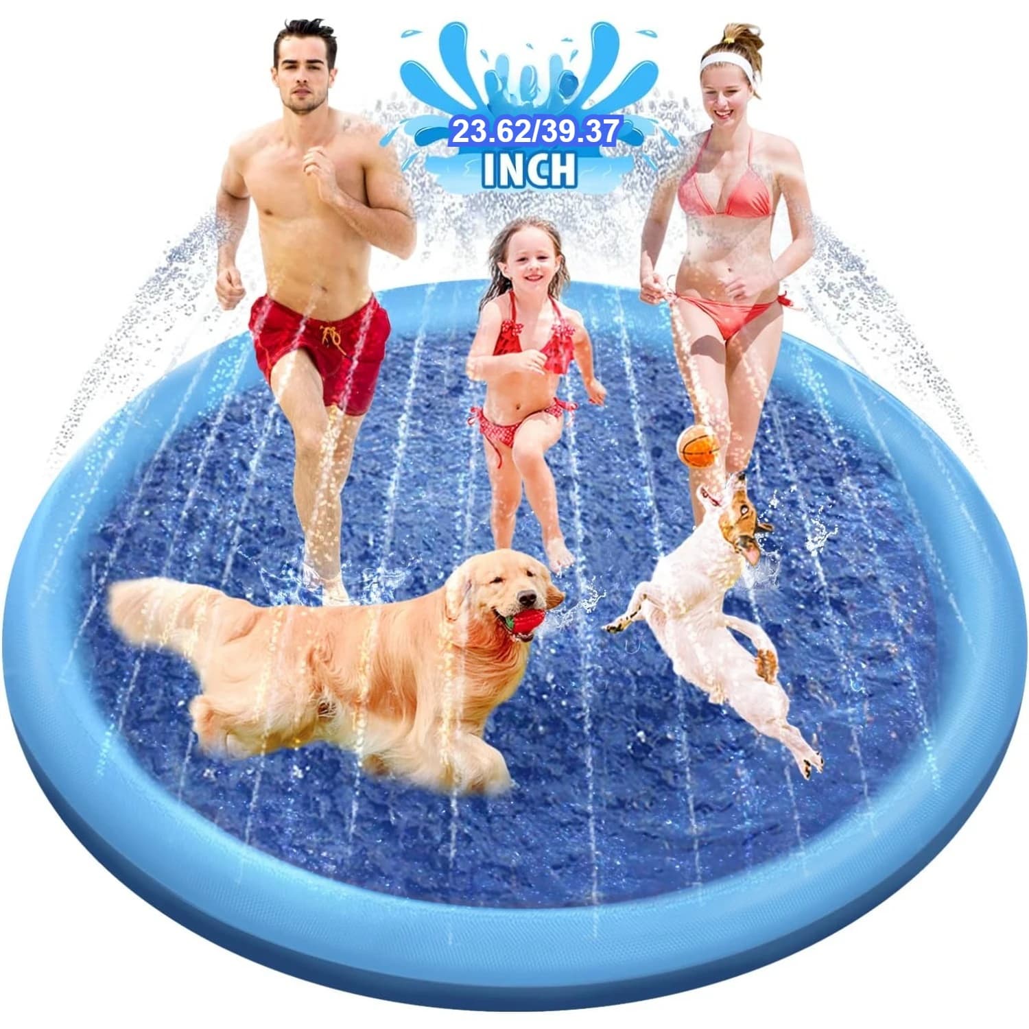 100cm Interactive Pet Spraying Mat Toy Summer Family Entertainment Cooling Play Mat Suitable for Interactive Play with Dogs