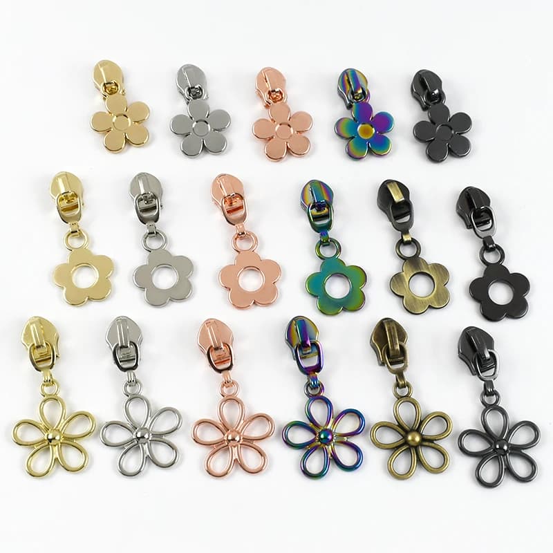 10-50Pcs 5# Flower Zipper Slider for Nylon Zips Clothing Sewing Closure Zippers Puller Bags Replacement Zip Head Lock Hardware