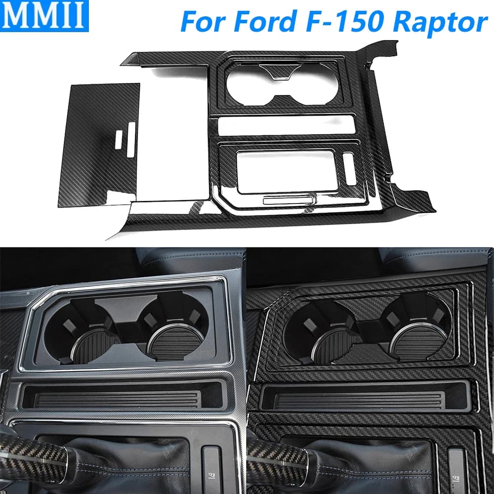 For Ford F-150 Raptor 2015-2020 Royal Carbon Fiber Bucket Gear Shift Wallet Wallet Cover Panel Car Editing Accessories