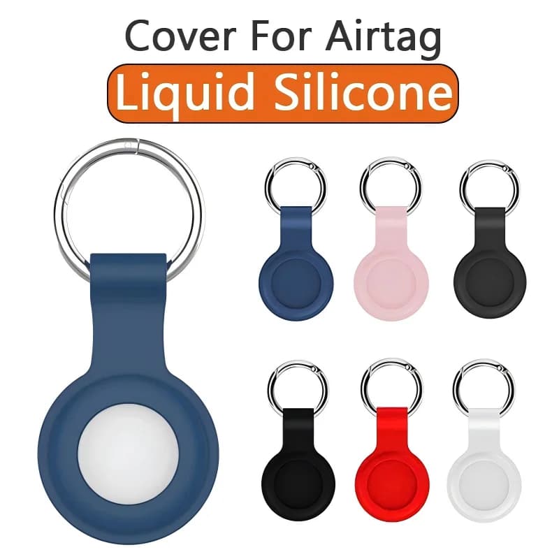 Liquid Silicone Case for Apple AirTag, anti-scratch protective cover with key rings, AirTag accessories
