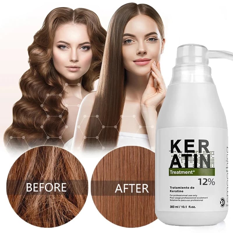 PURC 300ML professional smoothing keratin treatment for hair repair crespo curly hair 0% 5% 8% 12% Brazilian keratin