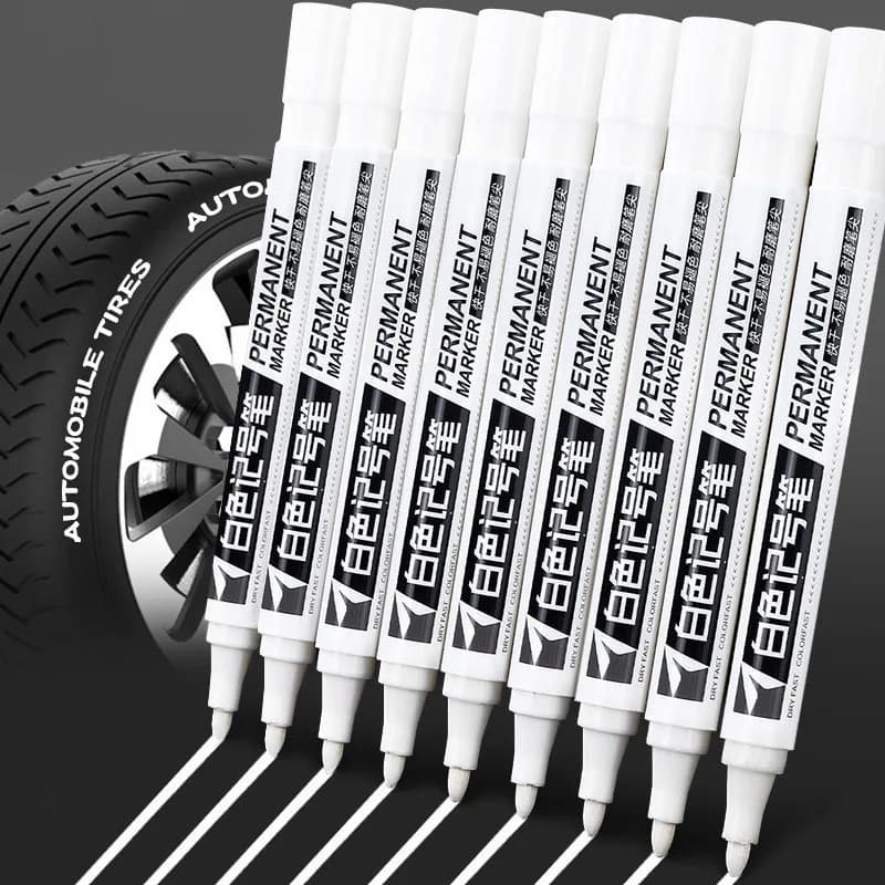 0.8/1/2/2.8mm Pennarello bianco oleoso permanente Impermeabile Pneumatico Pittura Graffiti Penna gel ambientale Notebook Disegno Forniture