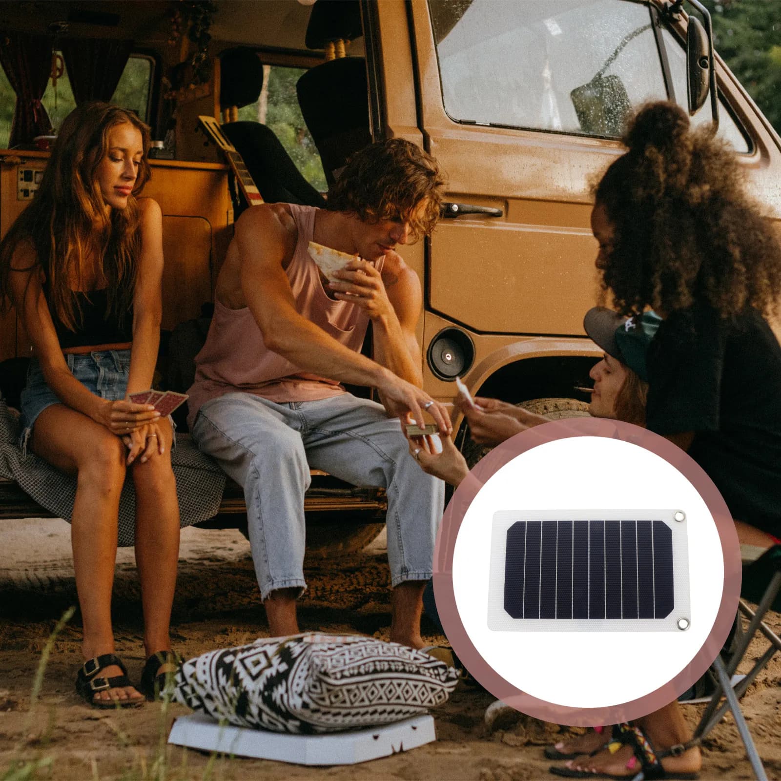 1Set Emergency Solar Panel Backpack Monocrystalline Waterproof Outdoor Portable Solar Charger for Mobile Phone Power Bank Travel