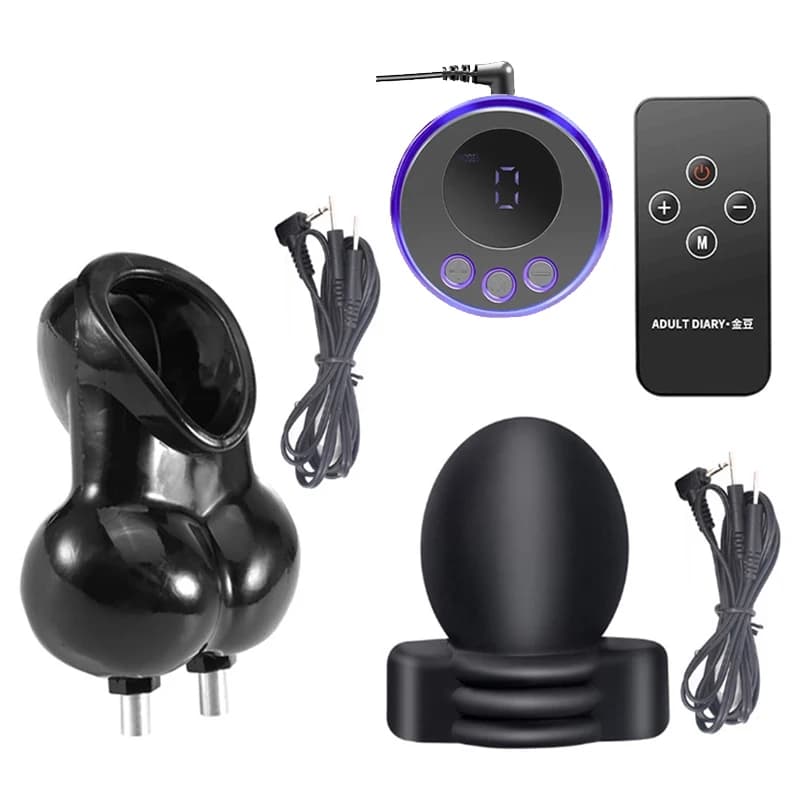 Electro Shock Glans Trainer Massage Cup Penis Stimulator Men Delay Training Masturbator Bdsm Bondage Cock Scrotum Sleeve Sex Toy