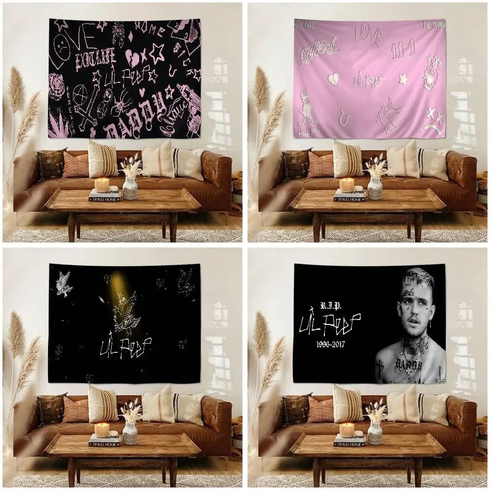Hip Hop Rapper L-Lil P-Peep Chart Tapestry Art Science Fiction Room Home Decor Cheap Hippie Wall Hanging