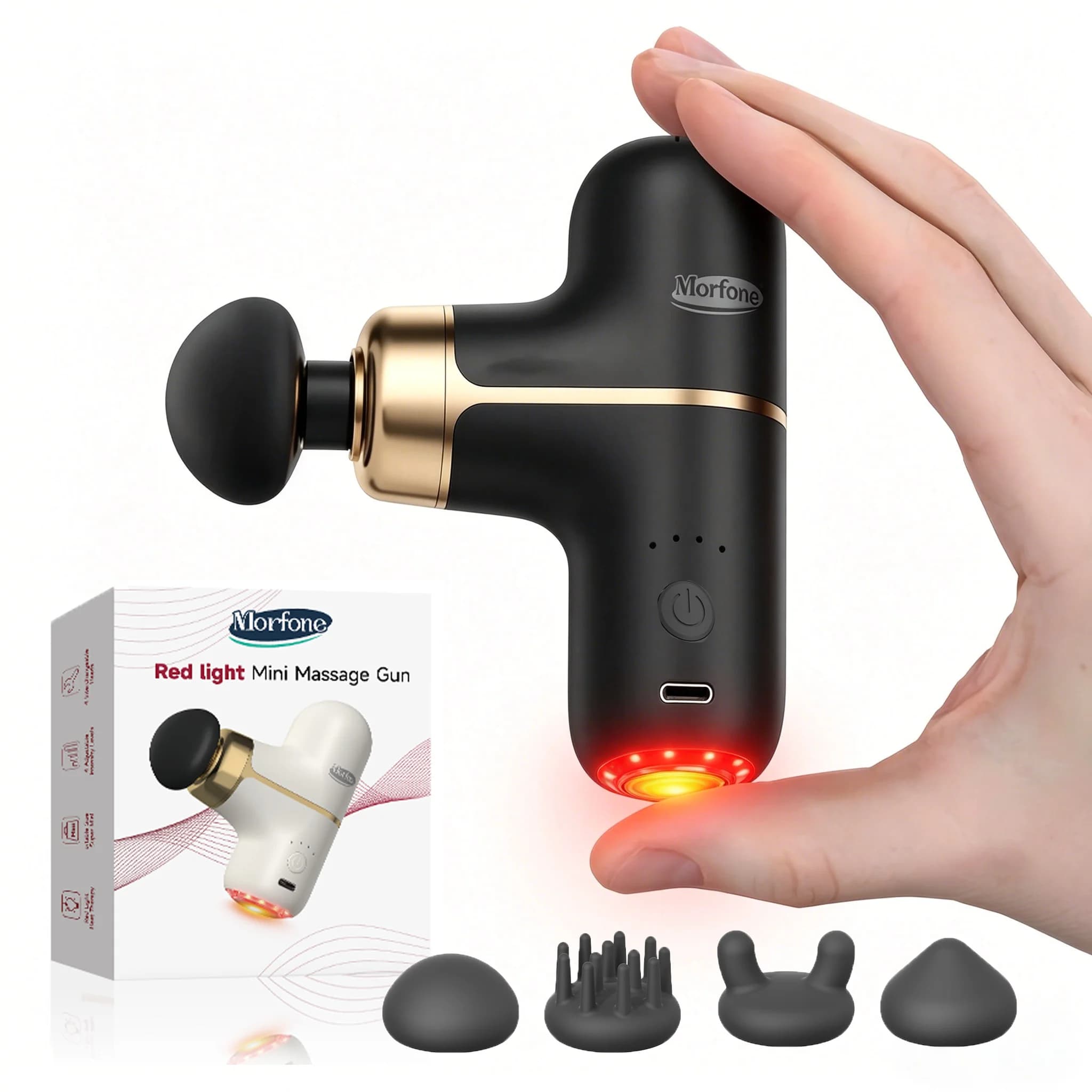 Pistola massaggiante Beuchan approvata dalla FDA con terapia a luce rossa, massaggiatore per tessuti profondi per atleti, massaggiatore a percussione professionale per il sollievo muscolare, massaggiatori portatili - La terapia a luce rossa aiuta nella riparazione e nel rilassamento muscolare.