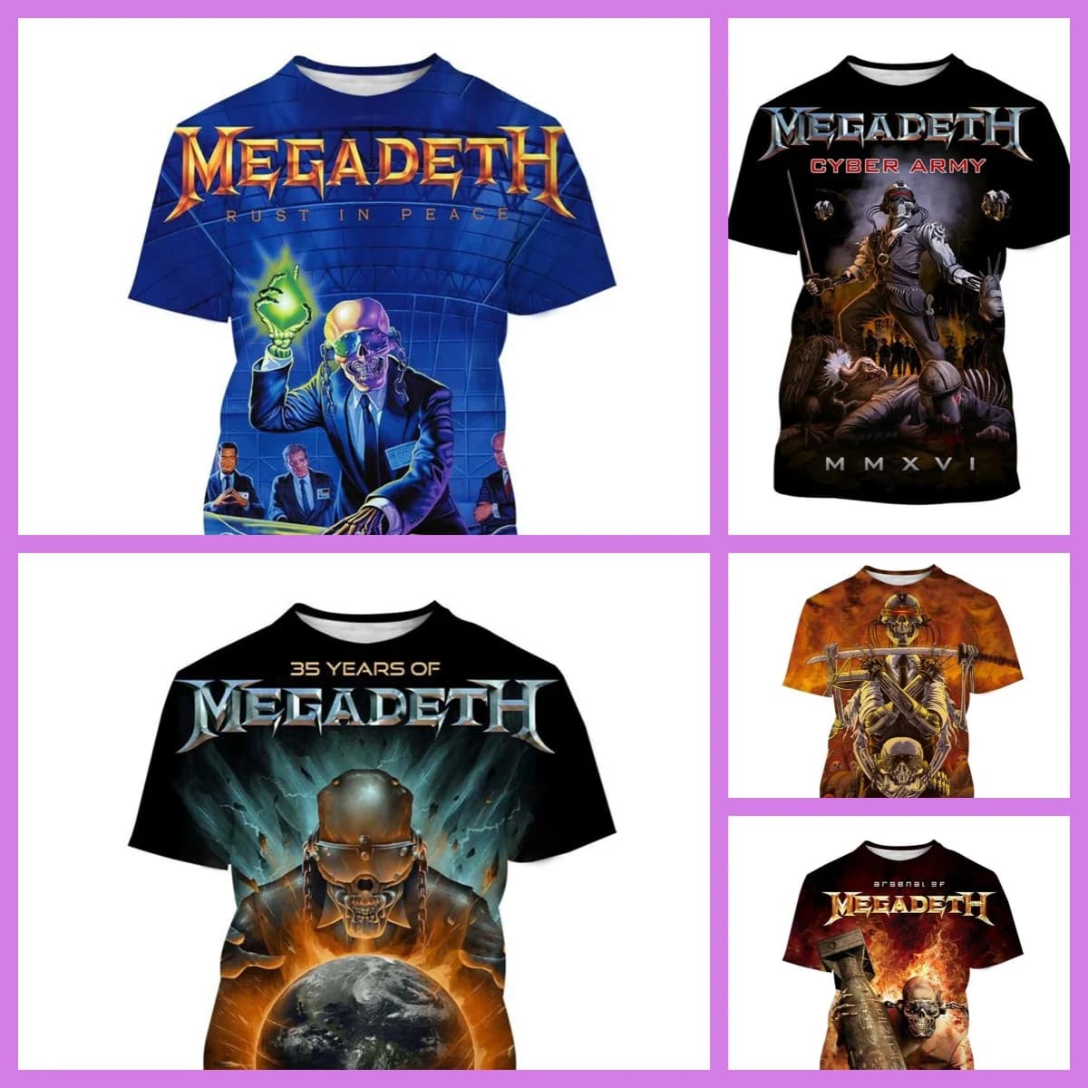2025 Megadeth 3D Stampato T-shirt Moda Rock Band T-shirt casual da uomo Estate Uomo Donna Punk Divertente Hip Pop Manica corta