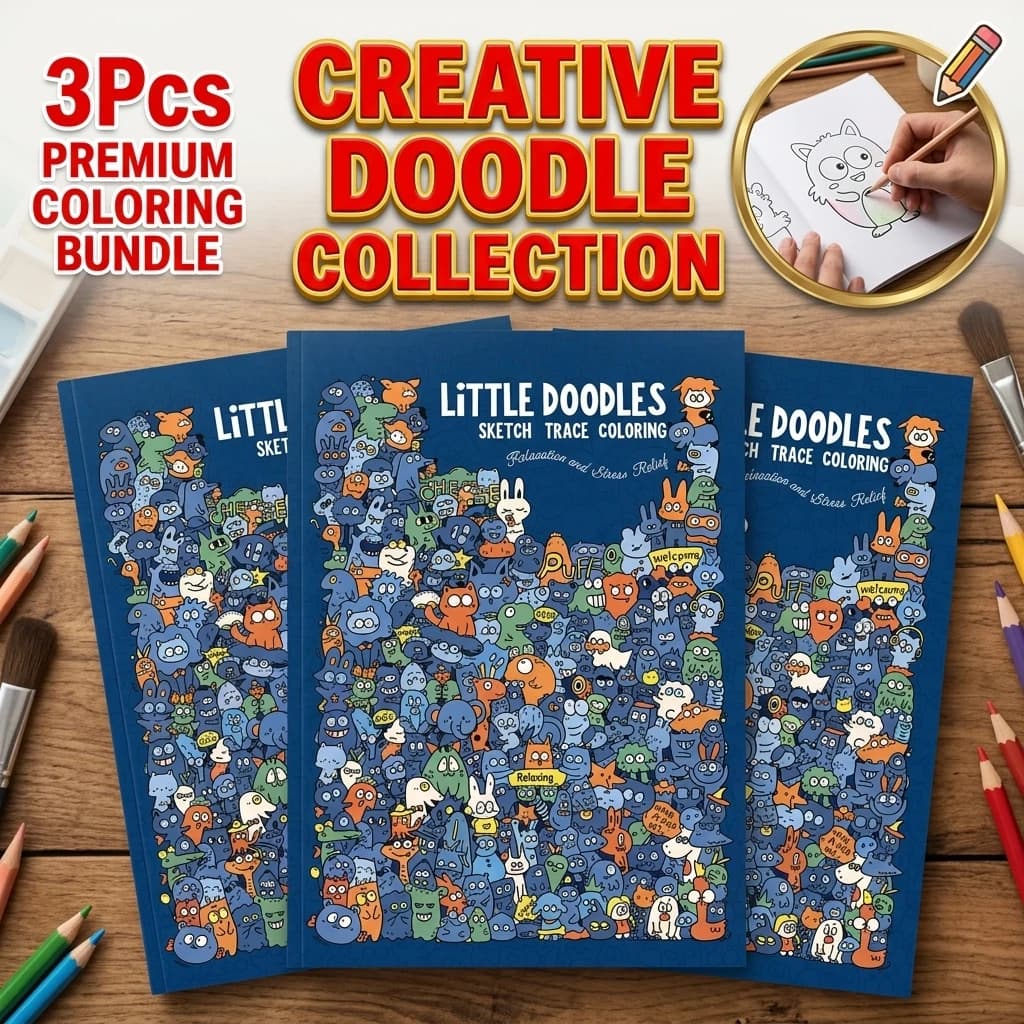 Decompression Little Doodles Adult Coloring & Tracing Book Relaxing Sketch Trace & Color Activity Book for Stress Relief