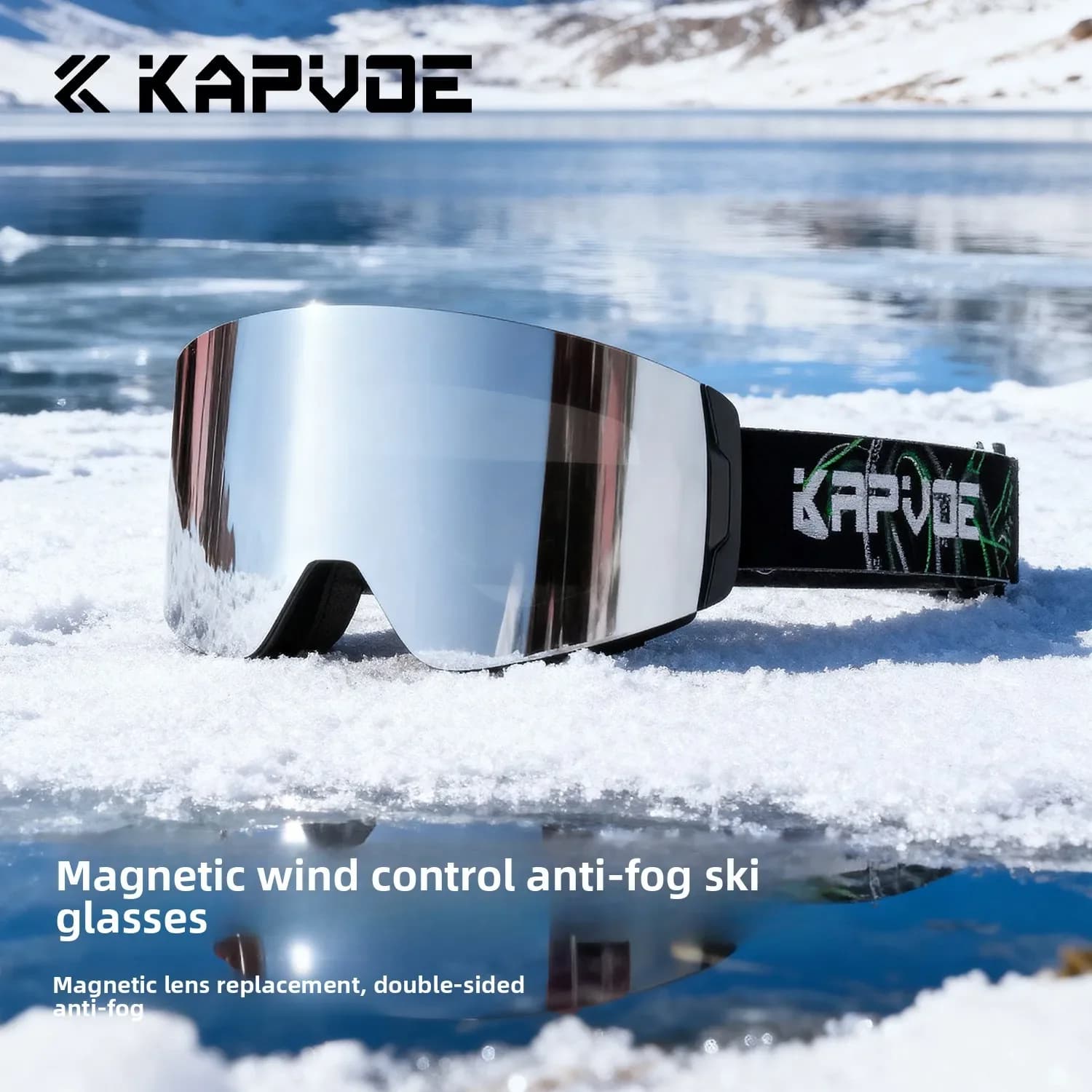KAPVOE Magnetic Photochromic Ski Goggles Cylindrical Lens Quick Change OTG Adjustable Strap Unisex for Skiing Snowboarding