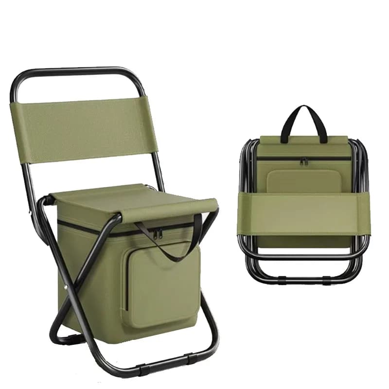 Sedia Pieghevole con Borsa Termica da 10L in Tessuto Oxford, Sedia Portatile per Pesca, Picnic, Spiaggia ed Escursioni