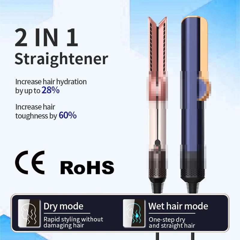 Hair Straightener and Dryer Combo 2-in-1 Negative Ion Heating Flat Iron for Quick Long-Lasting Hair Styling at Home Salon