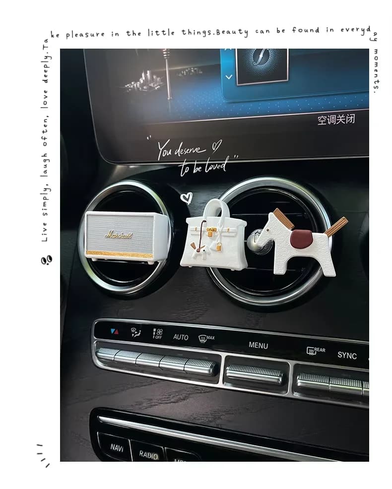 Deodorante per Auto Ecologico Non Tossico Stile Internet Celebrity, Diffusore di Aroma in Legno per Bocchette dell'Aria, Decorazione in Pietra