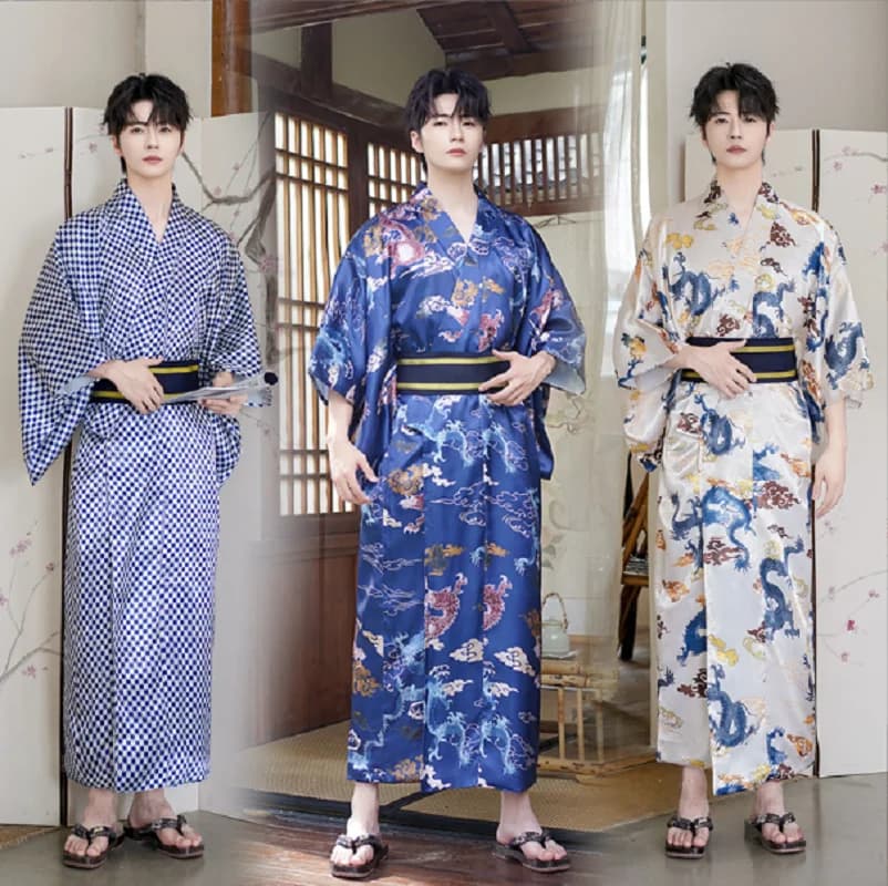 Hot sale fashion Chinese style men's dress long satin satin dress wide and comfortable home bathrobe sleeping gowns