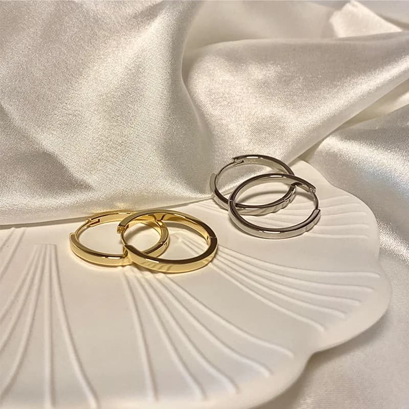 French-style hoop earrings, 2026 new stud design, niche aesthetic plain hoops, women’s elegant ear cuffs