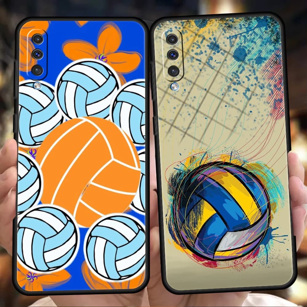 Cover per Telefono con Motivo Pallavolo per Samsung Galaxy A56 A36 A26 A16 A06 A54 A34 A24 A12 A14 A20 A22 A52 5G, Custodia Morbida in TPU