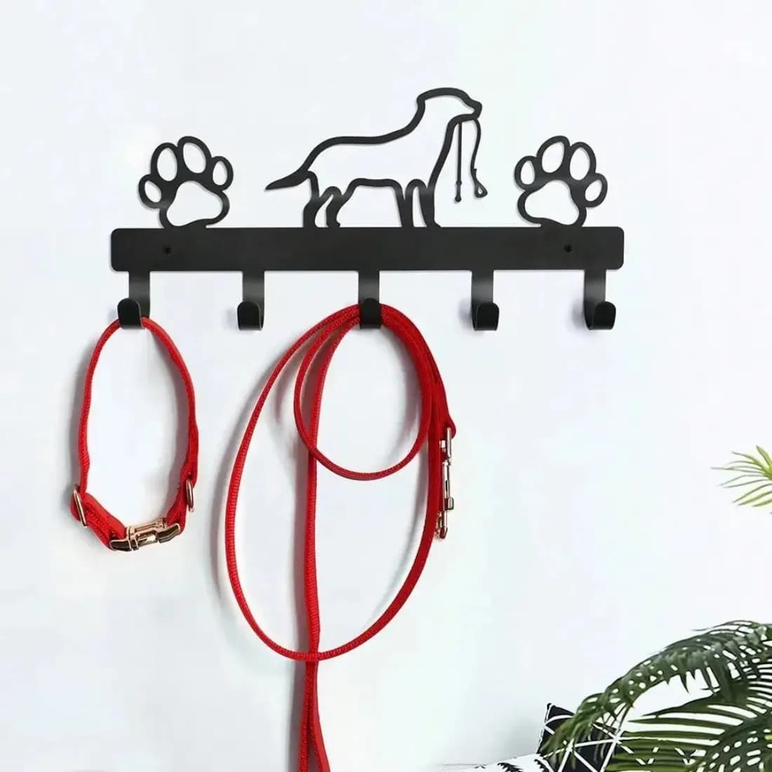 Gancio portachiavi a forma di zampa di cane da parete, porta guinzaglio in metallo, decorazione per ingresso e bagno in stile rustico, regalo ideale per proprietari di cani
